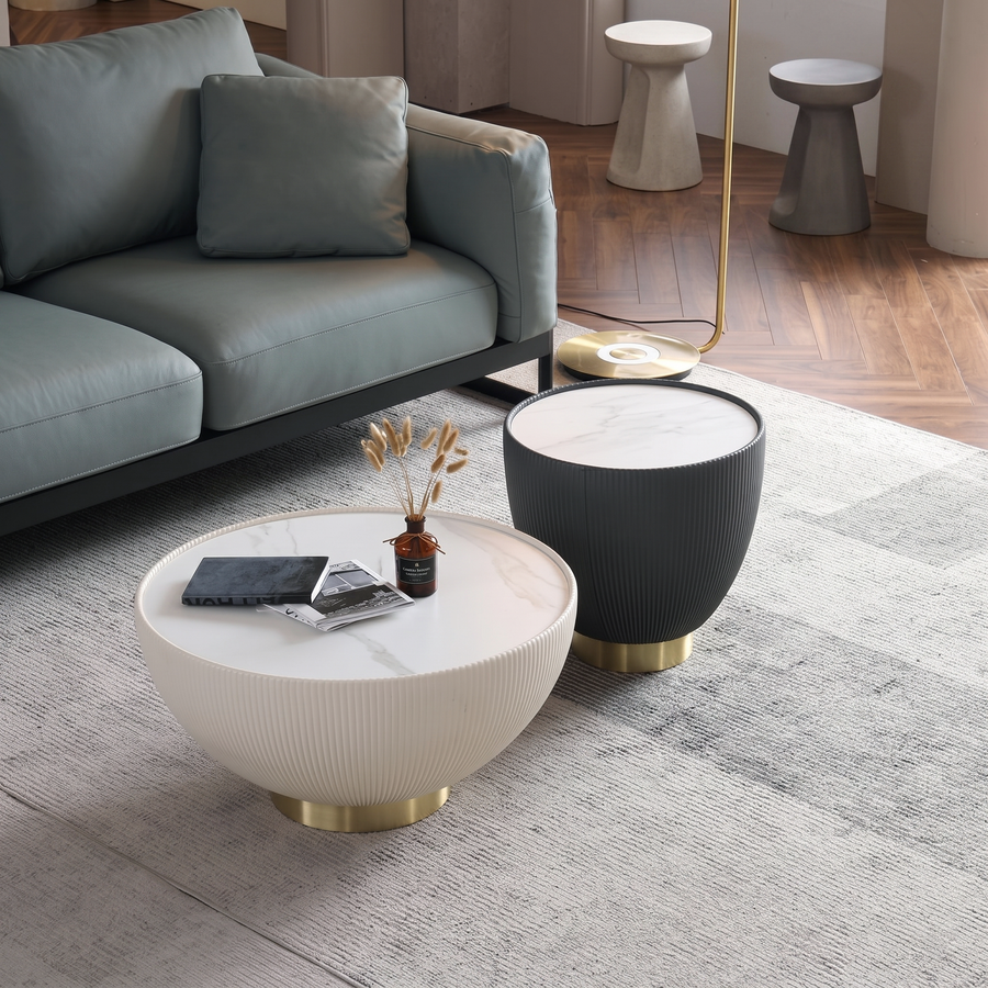Theo Coffee Table Set, White & Black
