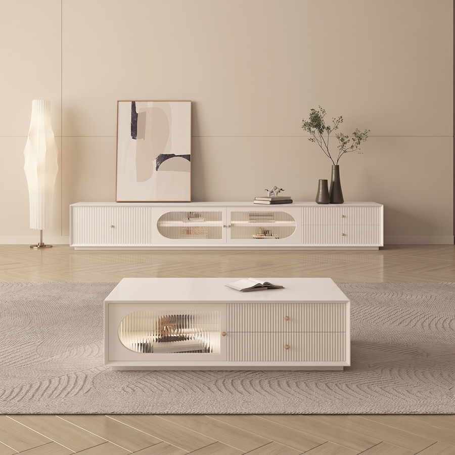 Davinia TV Stand, Davinia Living Room Set front view as a modern tv stand