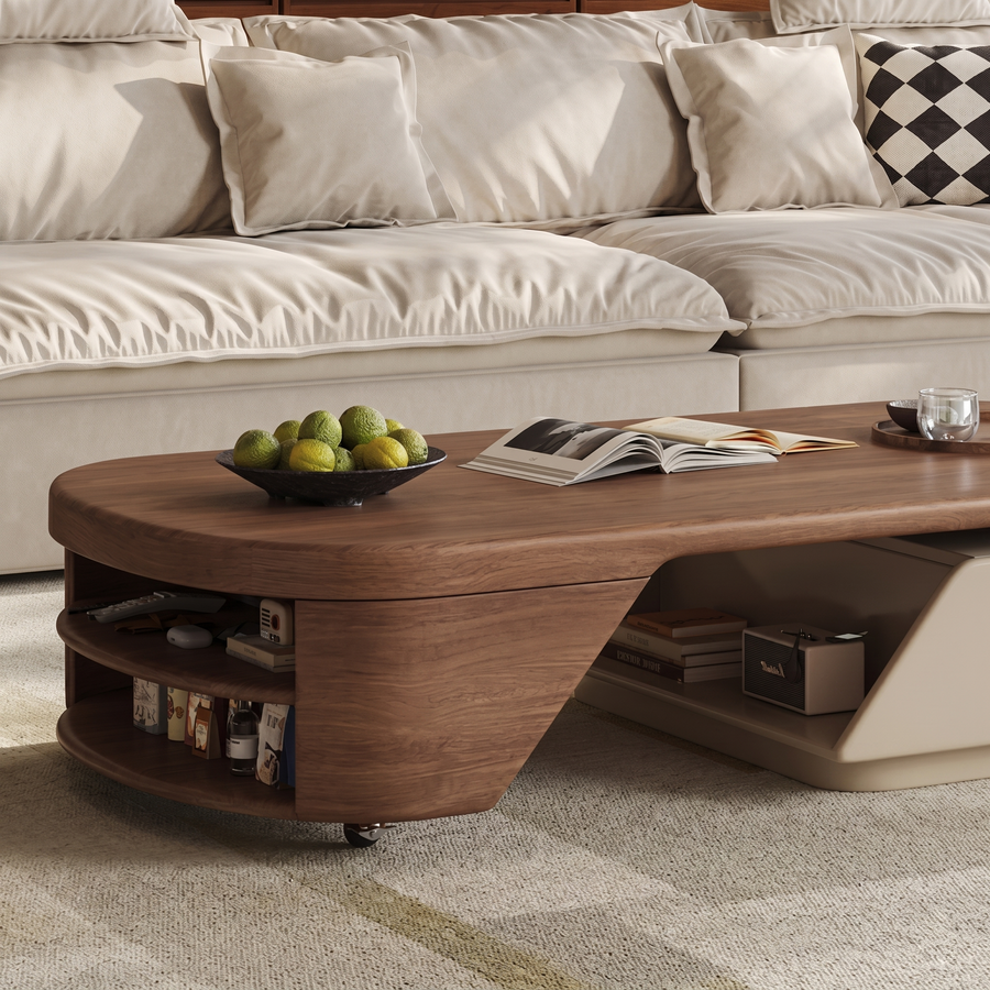 Zubair Oval Extendable Coffee Table With Storage
