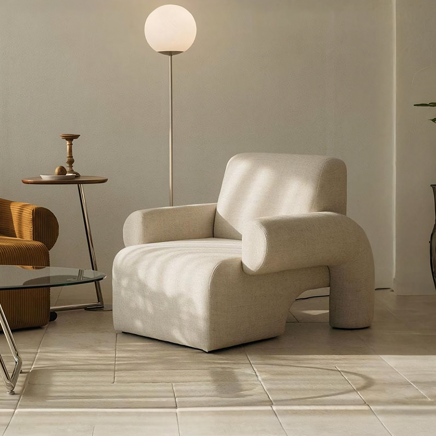Giacinta 7-Shape Linen Armchair, Single Sofa - 7 shape linen linen sofa UK
