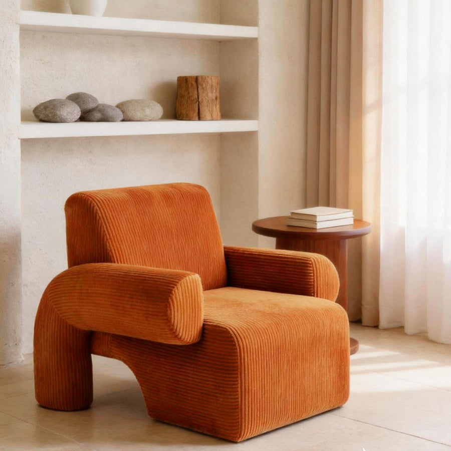 Giacinta 7-Shape Linen Armchair, Single Sofa styled for 7 shape linen modern sofa UK