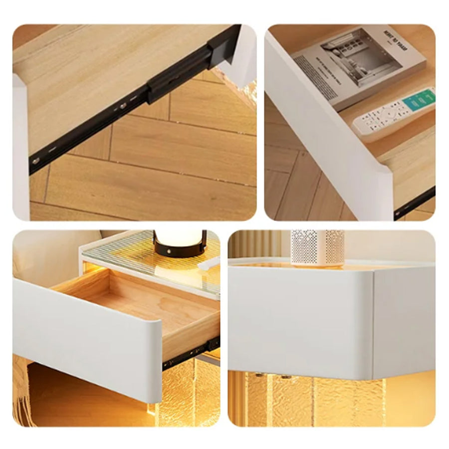 Gibbons Bedside Table With Storage & Light Strip