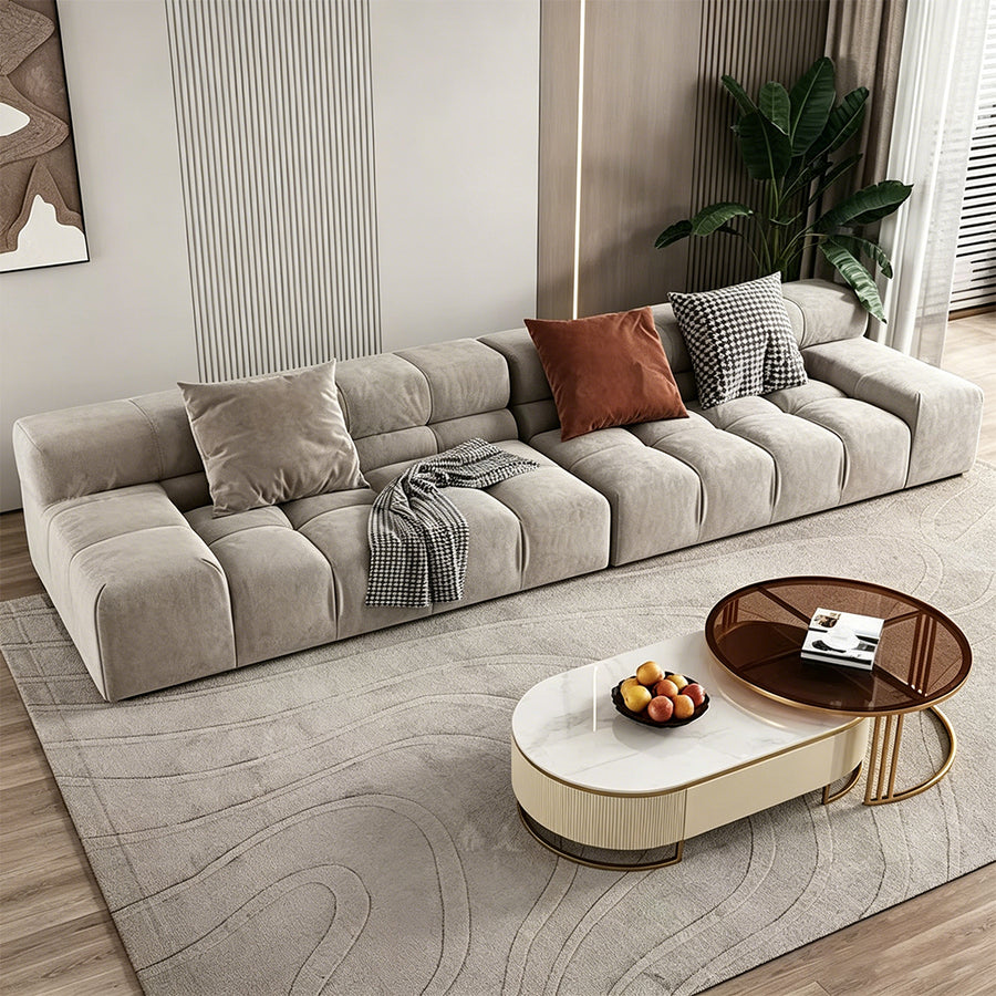 Grant Four Seater Sofa, Grey Velvet