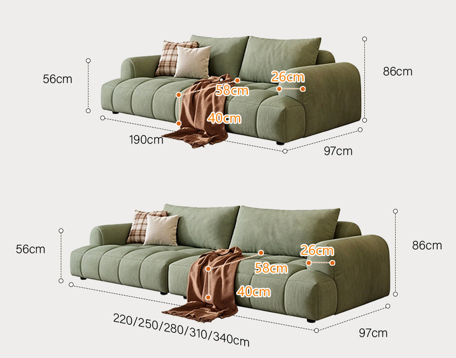 Grayson Puff Two Seater, Three Seater, Four Seater Sofa, Suede product image 11