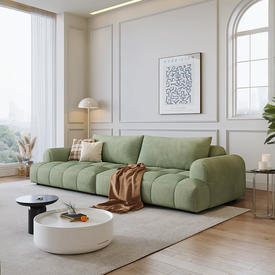 Grayson Puff Two Seater, Three Seater, Four Seater Sofa, Suede for modern UK living room