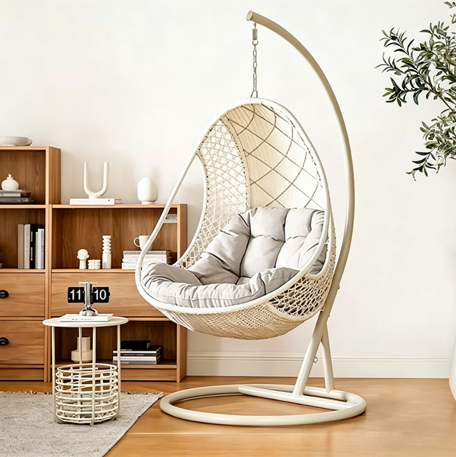 Gregory Rattan Garden Hanging Egg Chair with Stand, Indoor/ Outdoor Use
