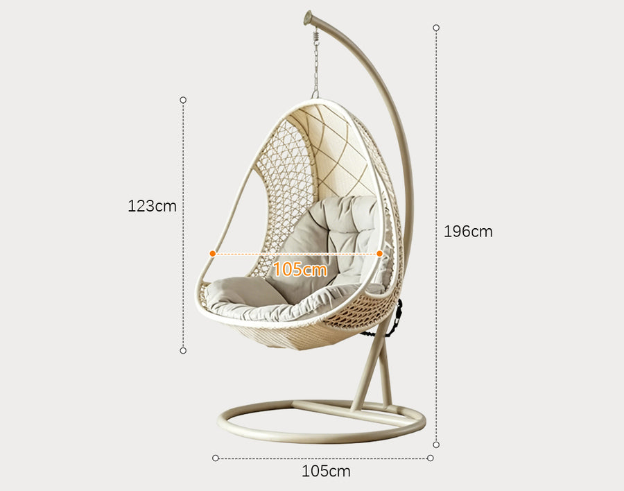 Gregory Rattan Garden Hanging Egg Chair with Stand, Indoor/ Outdoor Use