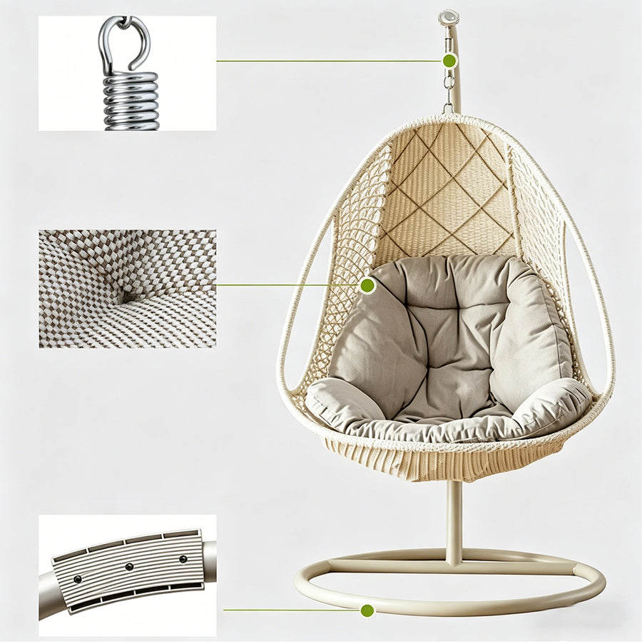 Gregory Rattan Garden Hanging Egg Chair with Stand, Indoor/ Outdoor Use
