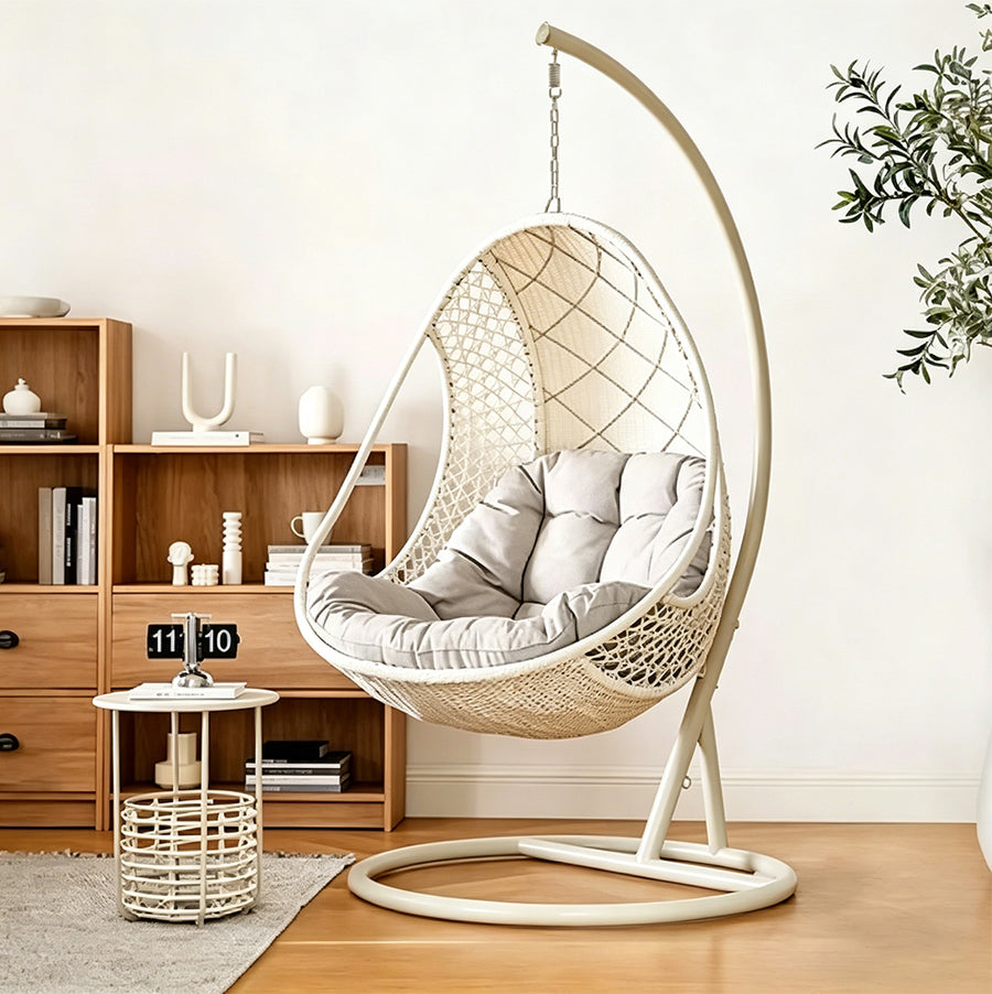 Gregory Rattan Garden Hanging Egg Chair with Stand, Indoor/ Outdoor Use