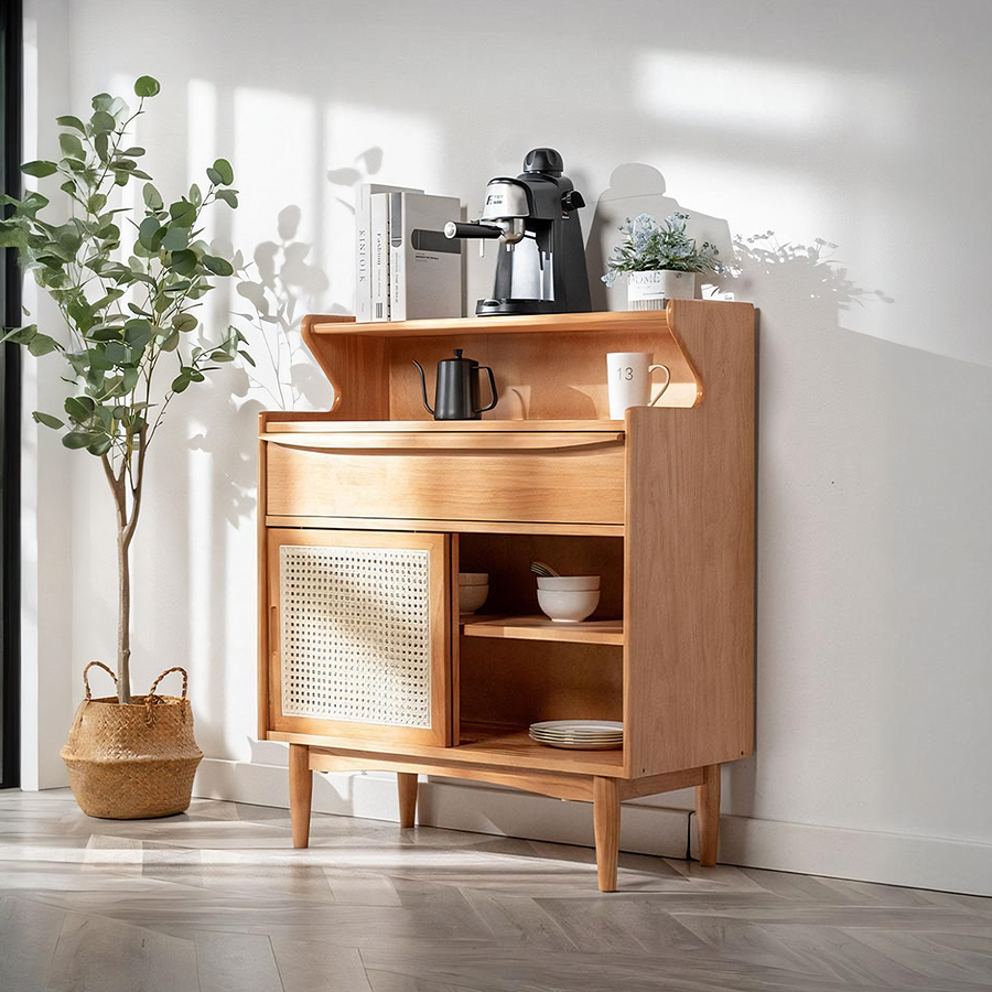 H11 Elvis Rattan Sideboard, Oak - rattan sideboard UK