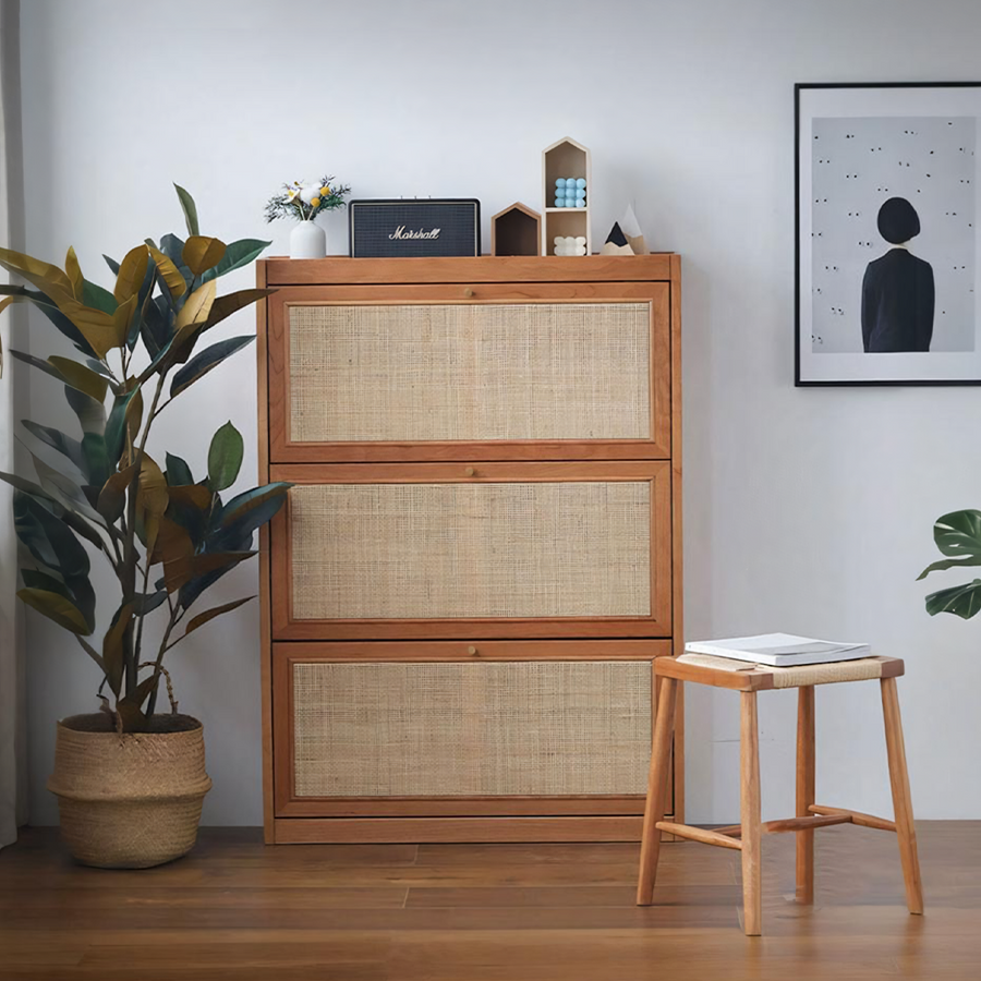 H14 Dex Rattan Shoe Storage With Drawer - cabinet UK