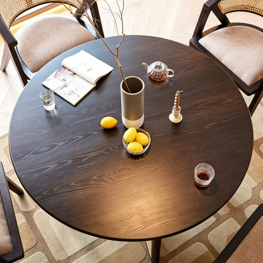 Hannah Round Dining Table detail showing table finish and proportions