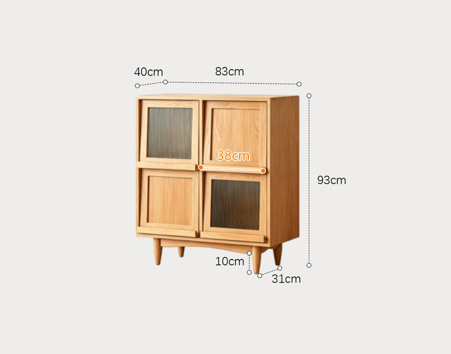 Harriet Sideboard, Bedside Table Solid Wood and Glass