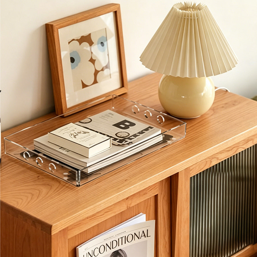 Harriet Sideboard, Bedside Table Solid Wood and Glass