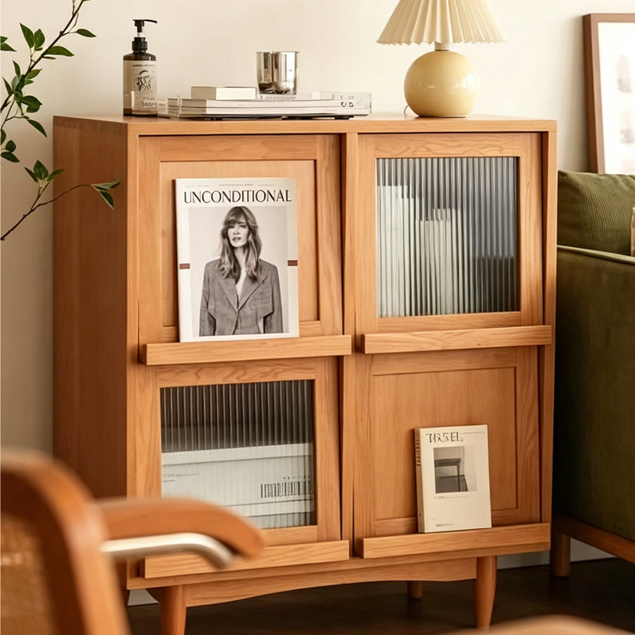 Harriet Sideboard, Bedside Table Solid Wood and Glass