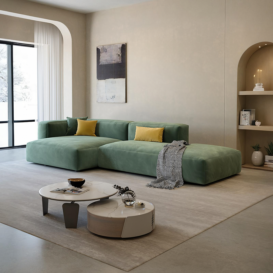 Harriet Three Seater Sofa front view as a modern velvet sofa