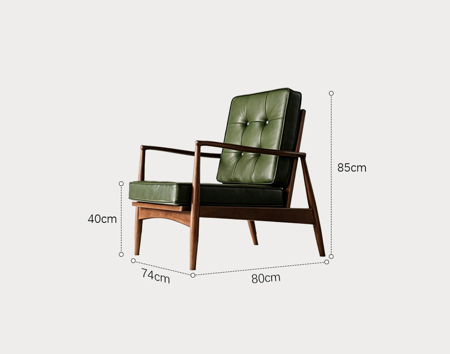Harry CH23 Green Armchair, Wood - for living room