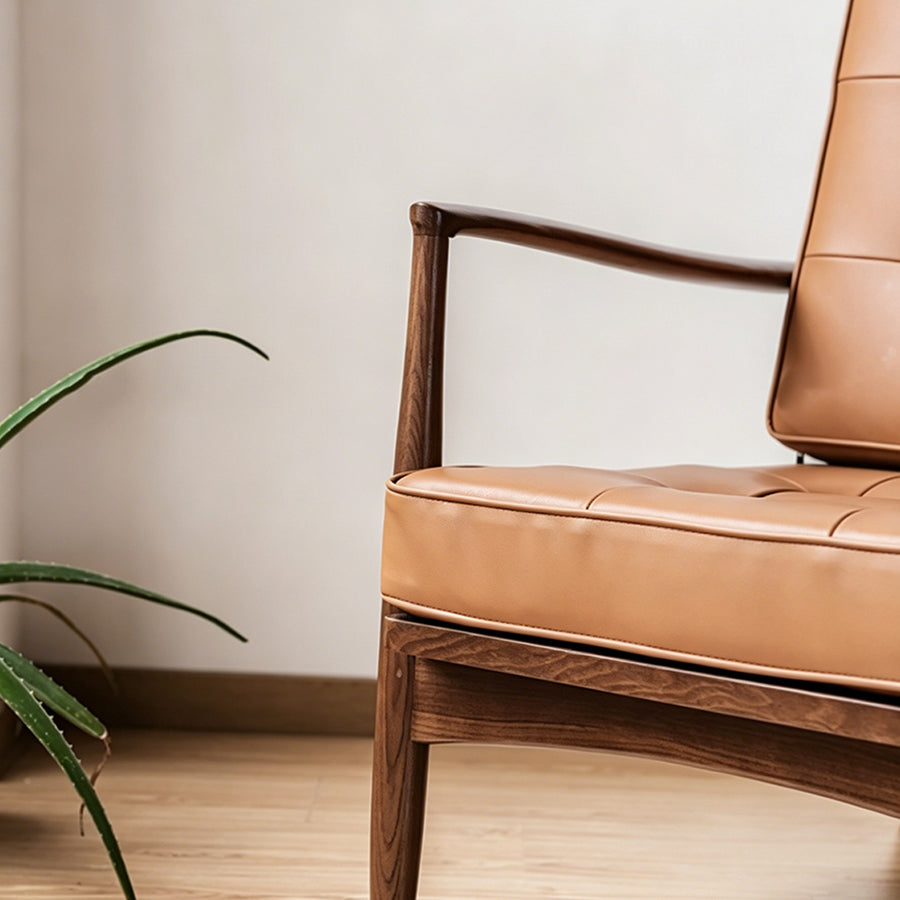 Harry CH23 Green Armchair, Wood - wooden accent chair