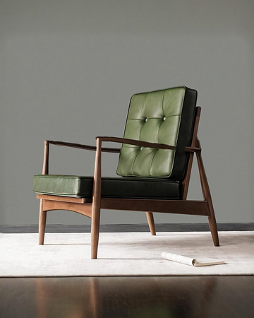 Harry CH23 Green Armchair, Wood