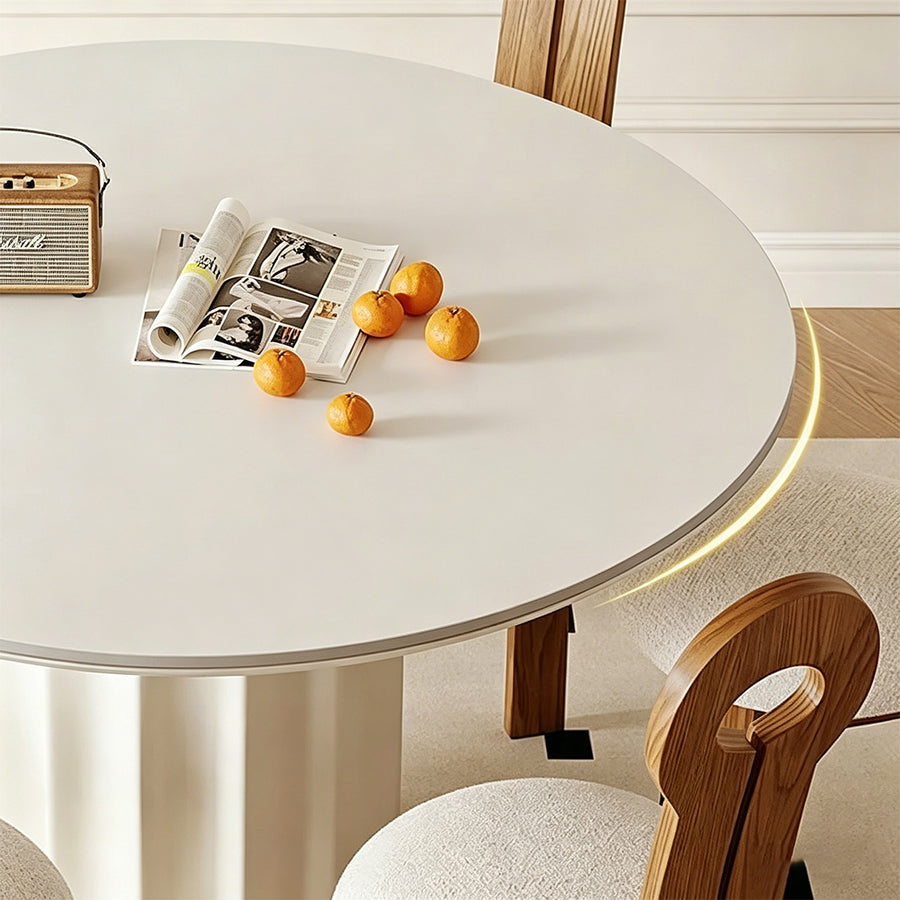 Heman Round Dining Table lifestyle view with marble dining table