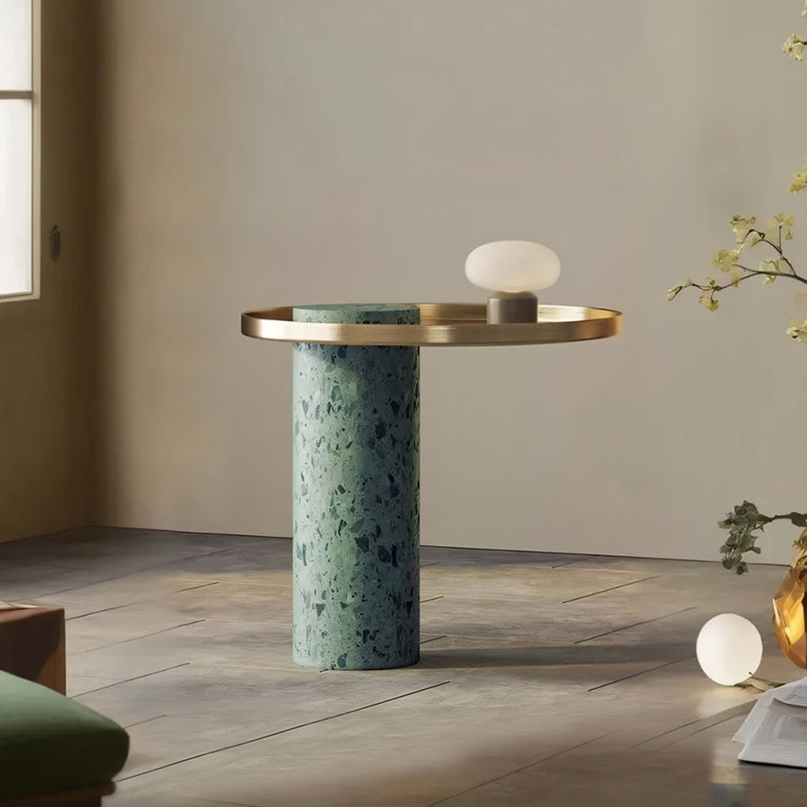 Henrietta Side Table, Stainless Steel & Marble - henrietta marble side table UK