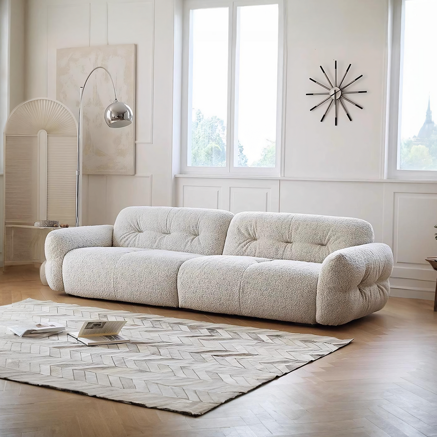 Hilda Two Seater,Three Seater Sofa, Boucle, Off White for modern UK living room