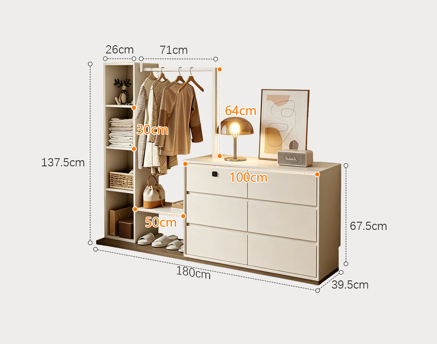 Hiroshi Coat Rack With Storage, Wardrobe With Coat Stand in a modern UK home