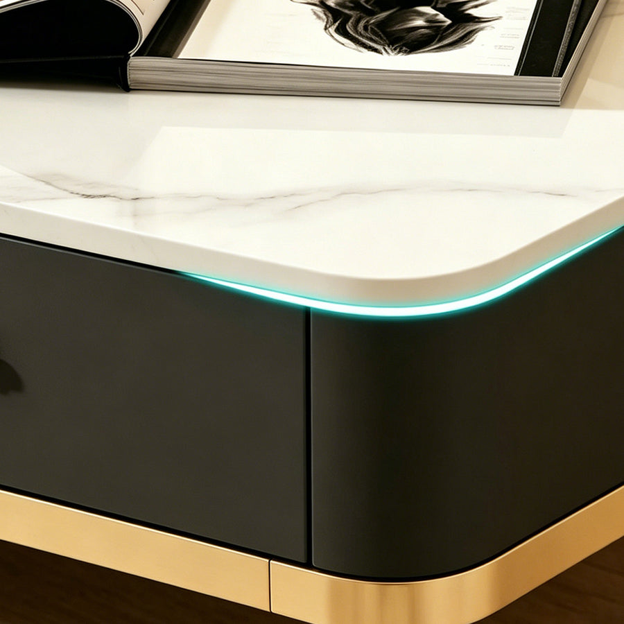 Horace Square Coffee Table, Tan & White