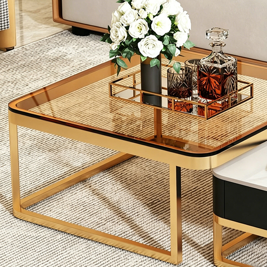 Horace Square Coffee Table, Tan & White