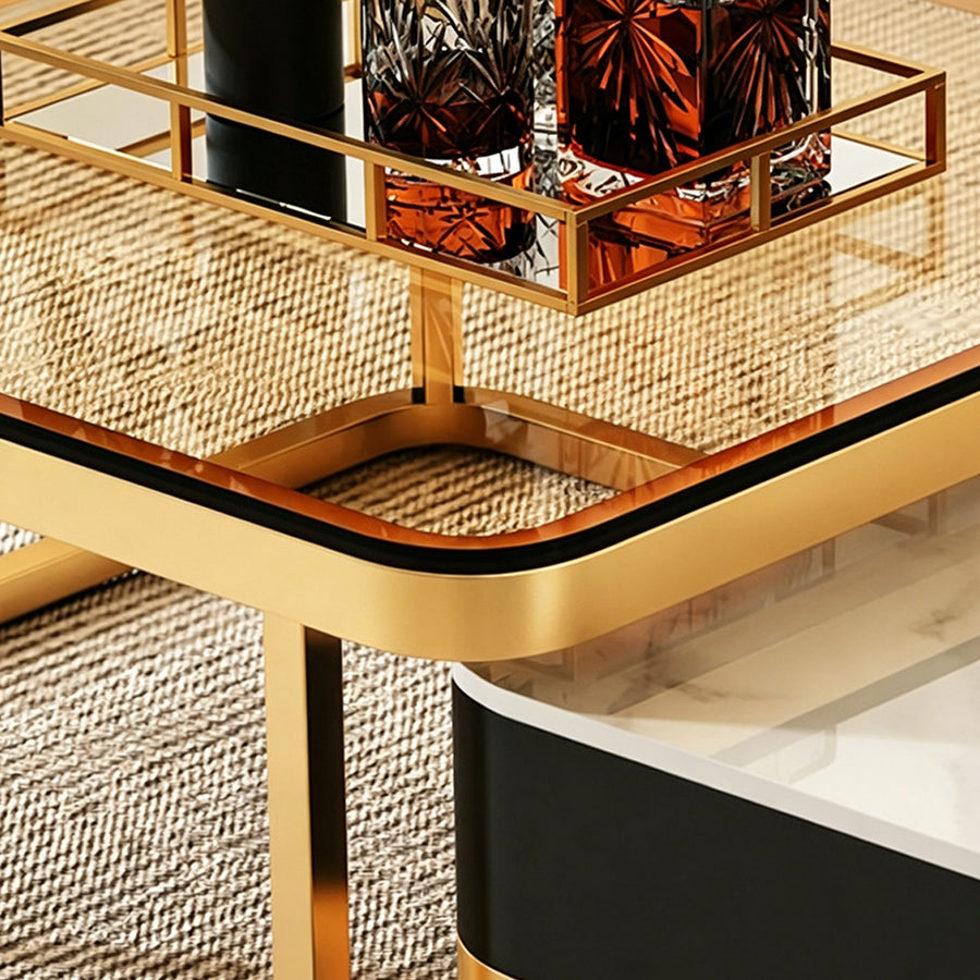 Horace Square Coffee Table, Tan & White