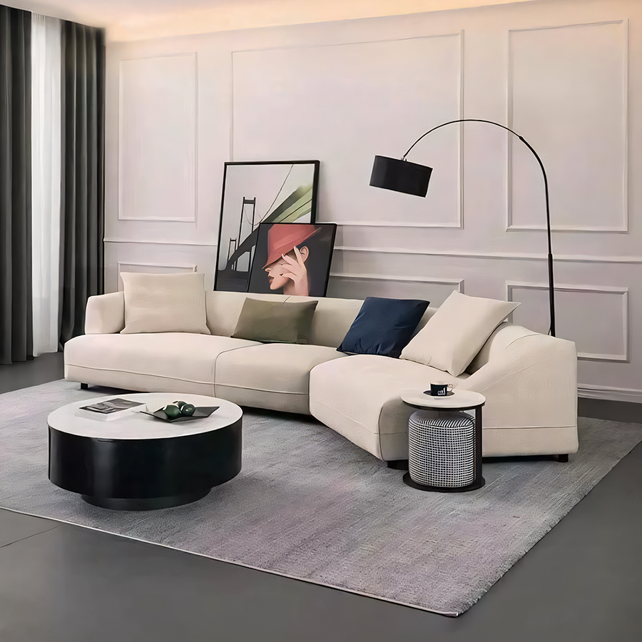 Hoshi Two Seater, Three Seater, Curved Sofa, Linen for modern UK living room