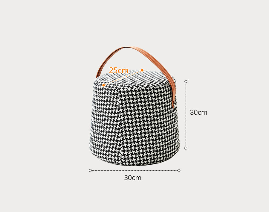Houndstooth Round Footstool