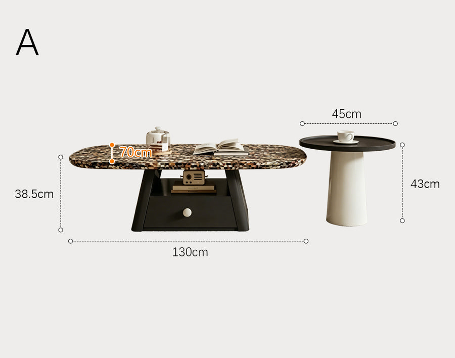 Hughes Nesting Coffee Table Set, Wood detail view for wooden nesting coffee table UK