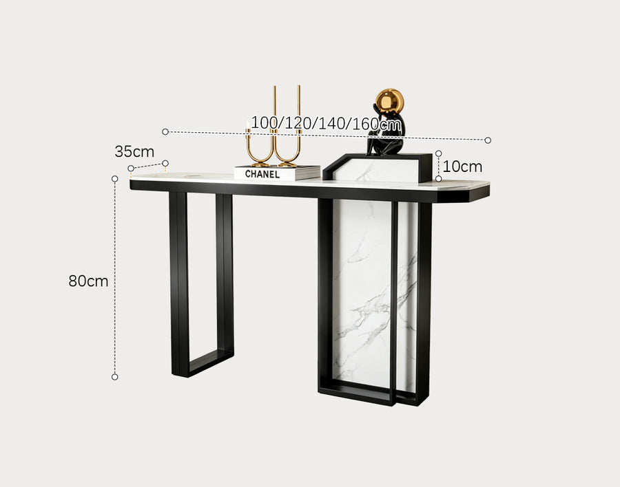 Huli Metal Modern Console Table, Black & White