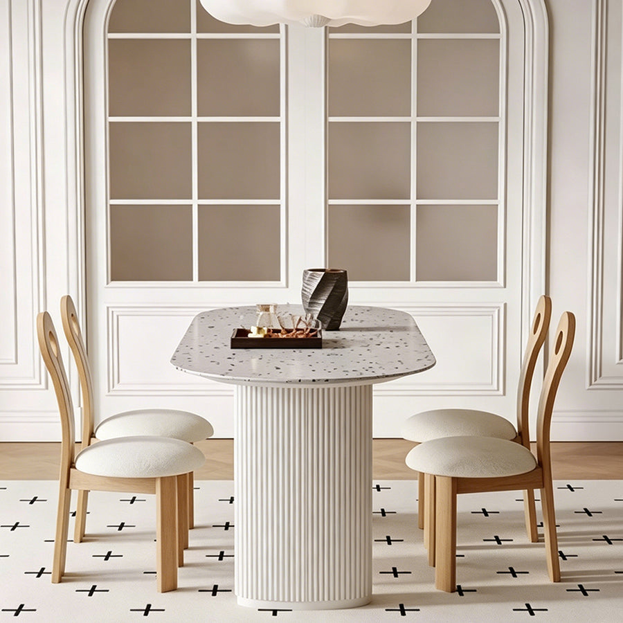 Humphry Dining Table, Terrazzo front view as a modern dining table