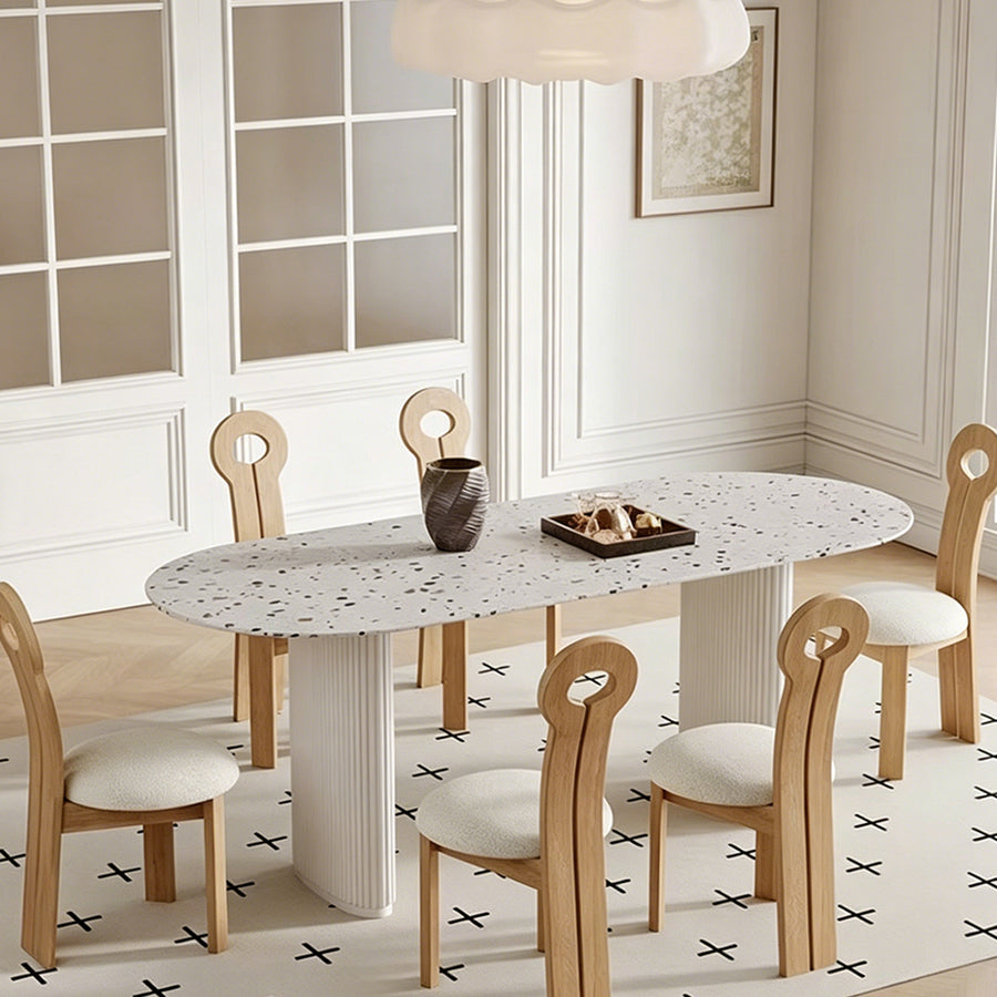 Humphry Dining Table, Terrazzo detail showing table finish and proportions