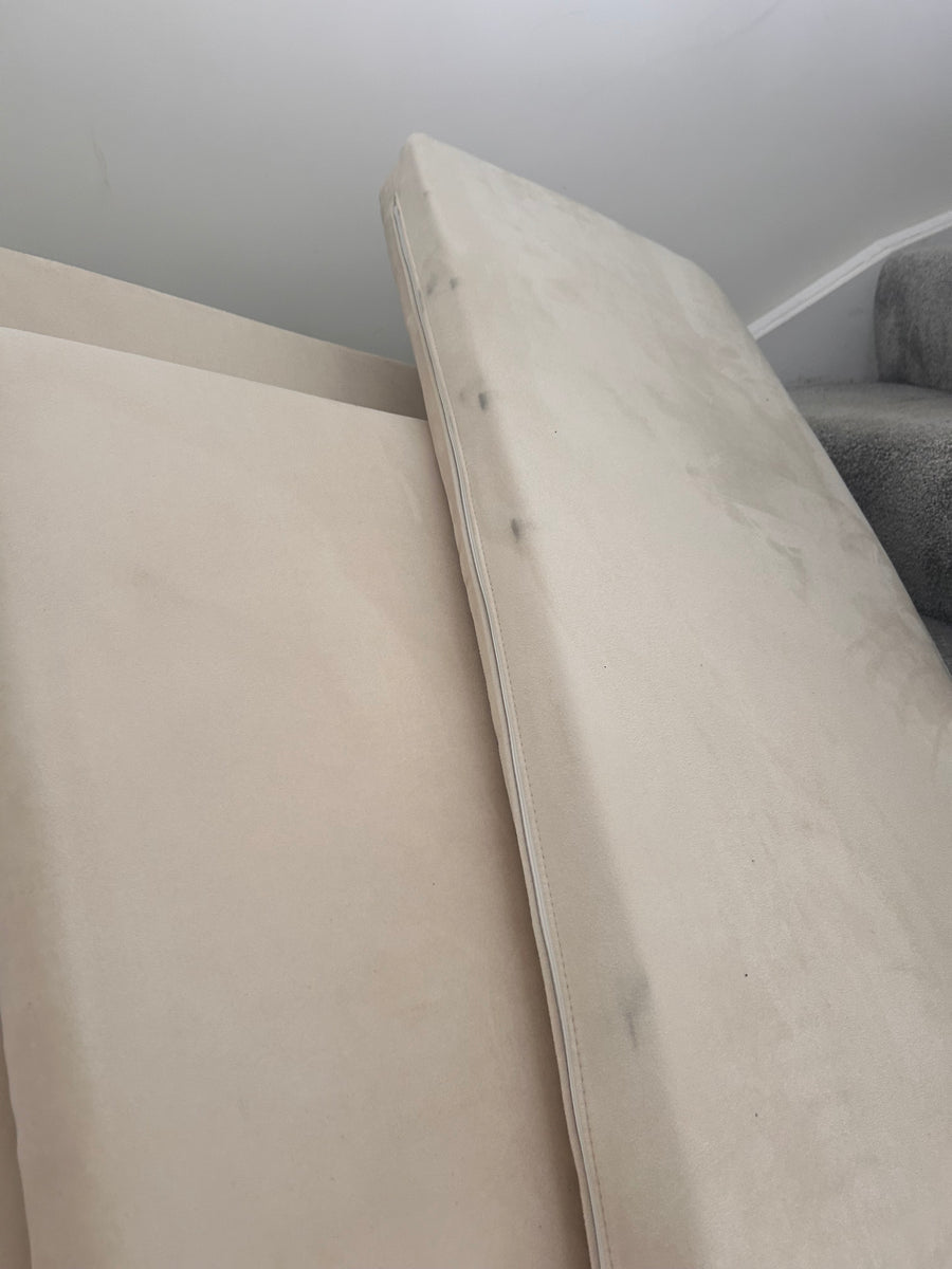 Meera Two Seater Sofa Bed with Storage, Suede 210cm / Beige (Display)