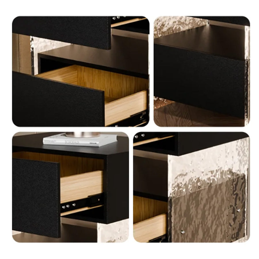 Ibarra Bedside Table With Storage & Light Strip