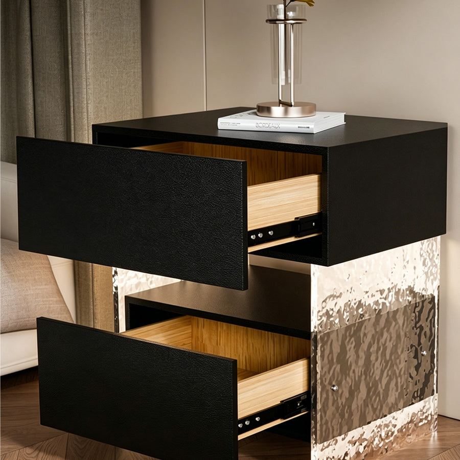 Ibarra Bedside Table With Storage & Light Strip