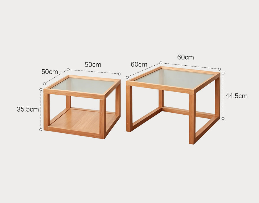 Iggy Nesting Wooden Coffee Table Set, Glass & Solid Wood