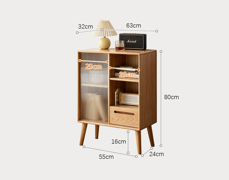 Iris Sideboard with Glass Door and Drawer, Oak