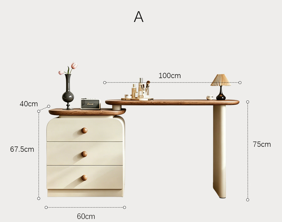 Jackson Dressing Table With Chest Of Drawers & Round Mirror, Solid Wood product image 13