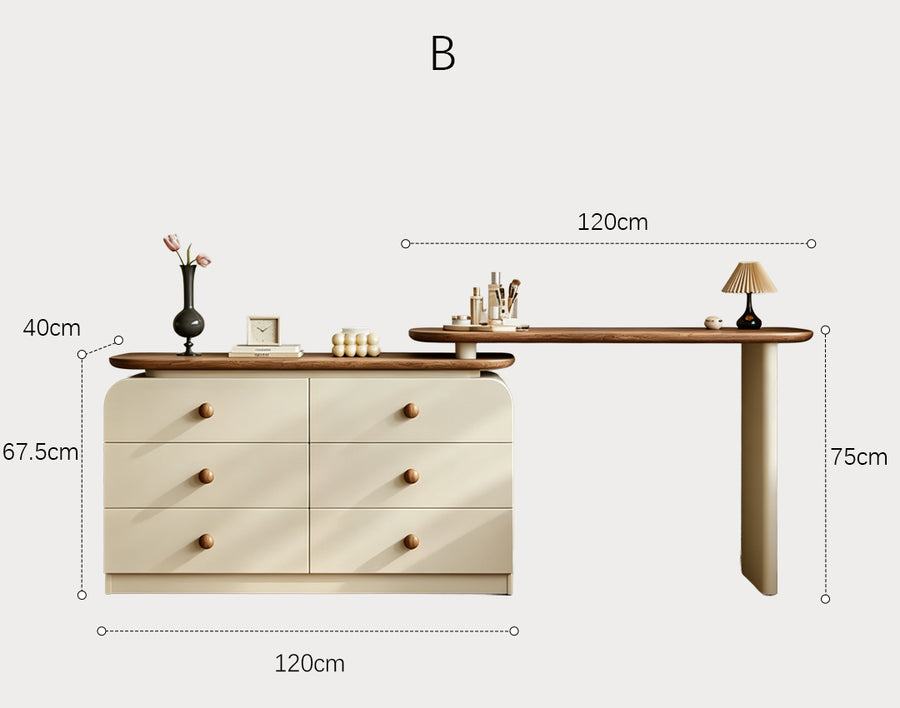Jackson Dressing Table With Chest Of Drawers & Round Mirror, Solid Wood product image 14