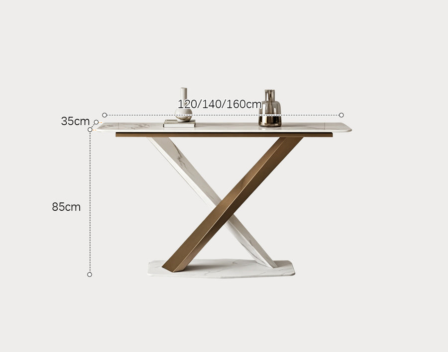 Jarawa Vintage Console Table, Gold & White