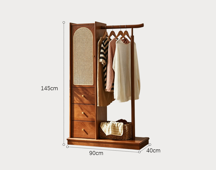 Jessica Rattan Wardrobe, Coat Rack, Wood
