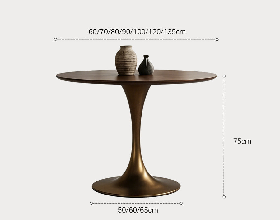 Justina Small Round Dining Table detail showing table finish and proportions