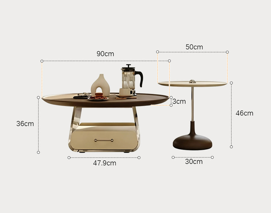 Kaolin Round Coffee Table, Stainless Steel