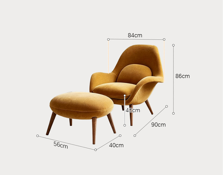 Kemble Armchair And Footstool, Velvet, Brown - accent chair