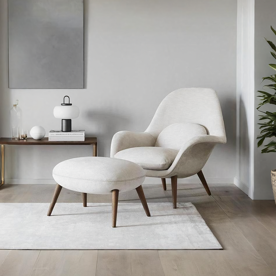 Kemble Armchair And Footstool, Velvet - accent chair UK