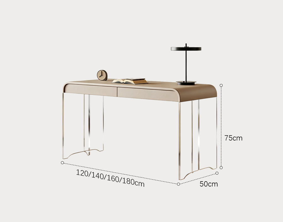 Kenji Office Desk With Storage, Cream